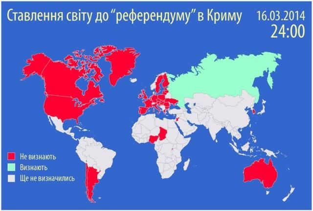 Десятки стран мира не признали референдум в Крыму [Инфографика]
