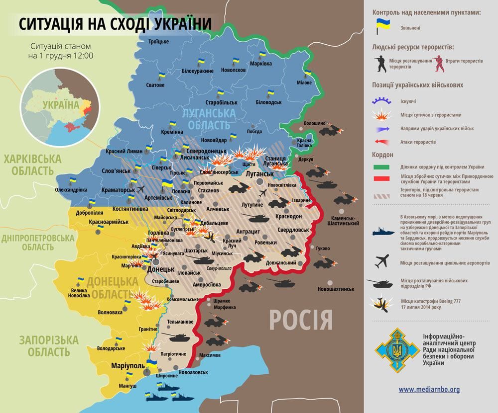 КАРТА СИТУАЦИИ НА ДОНБАССЕ. 1 ДЕКАБРЯ [Инфографика]