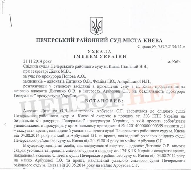 Украина сняла арест со счетов Арбузова, - Бутусов [Документ]
