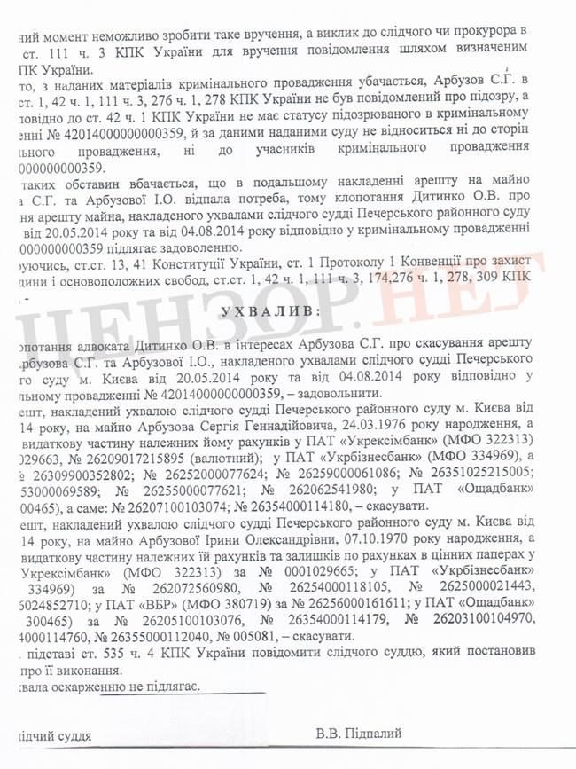 Украина сняла арест со счетов Арбузова, - Бутусов [Документ]