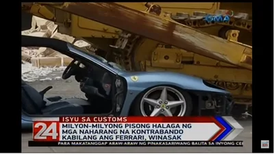 Спорткар Ferrari раздавили бульдозером: видео