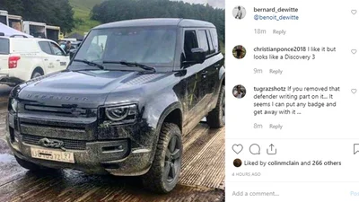 Новое поколение Land Rover Defender поймали без камуфляжа на съемочной площадке "Джеймса Бонда"