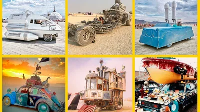 Транспорт с фестиваля Burning Man 2019: детские мечты и ночные кошмары взрослых собрались на шабаше в пустыне