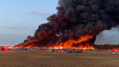 Як горять тисячі автомобілів: відео