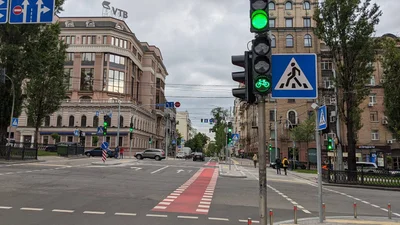 В Киеве установили первые велосипедные светофоры