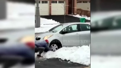 Автомобиль вора застрял возле дома жертвы: видео
