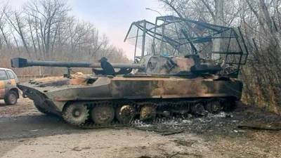Российская САУ "Хоста" сгорела в огне - Auto24