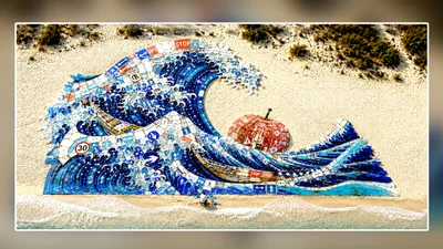 Сотні дорожніх знаків художник інсталював у морську хвилю