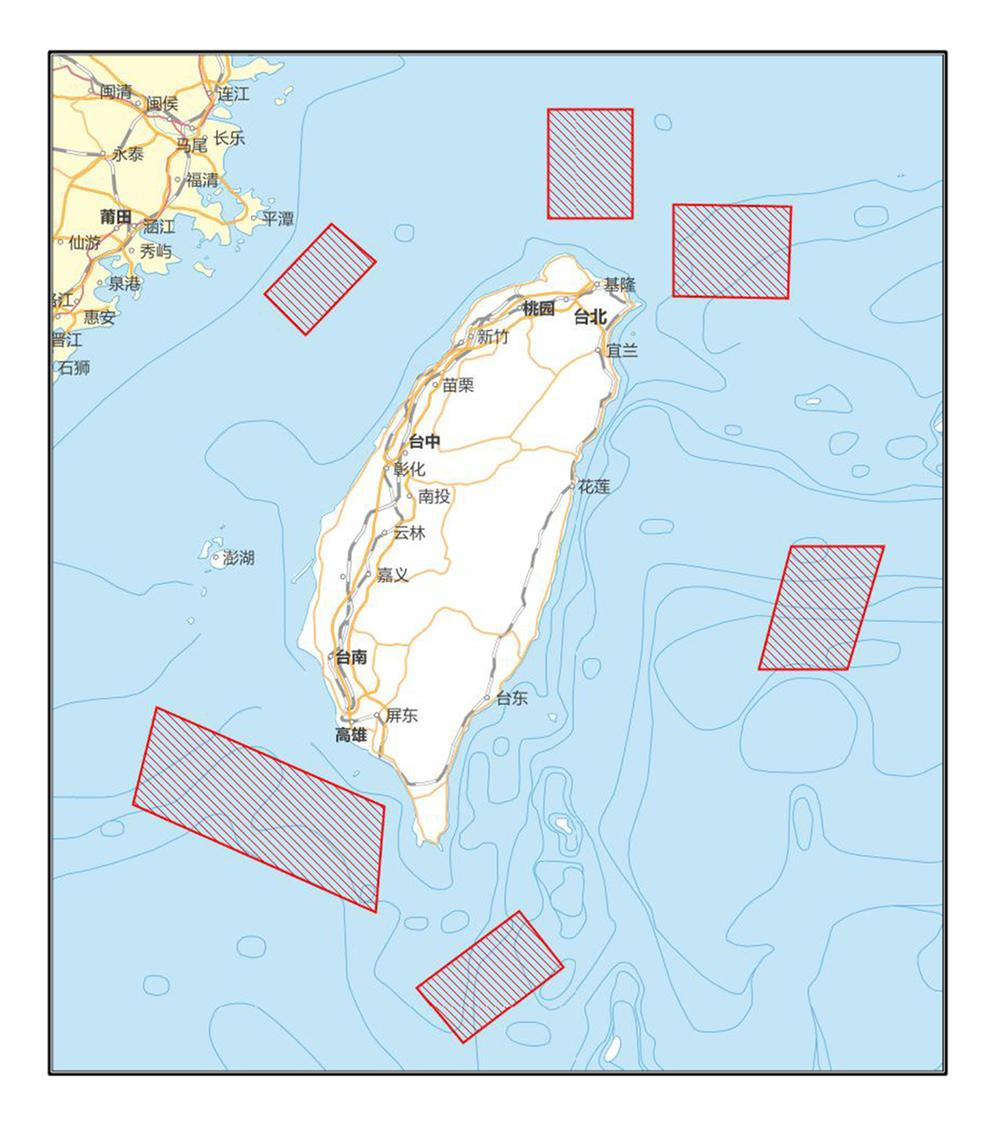 Карта навчань Китаю довкола Тайваню