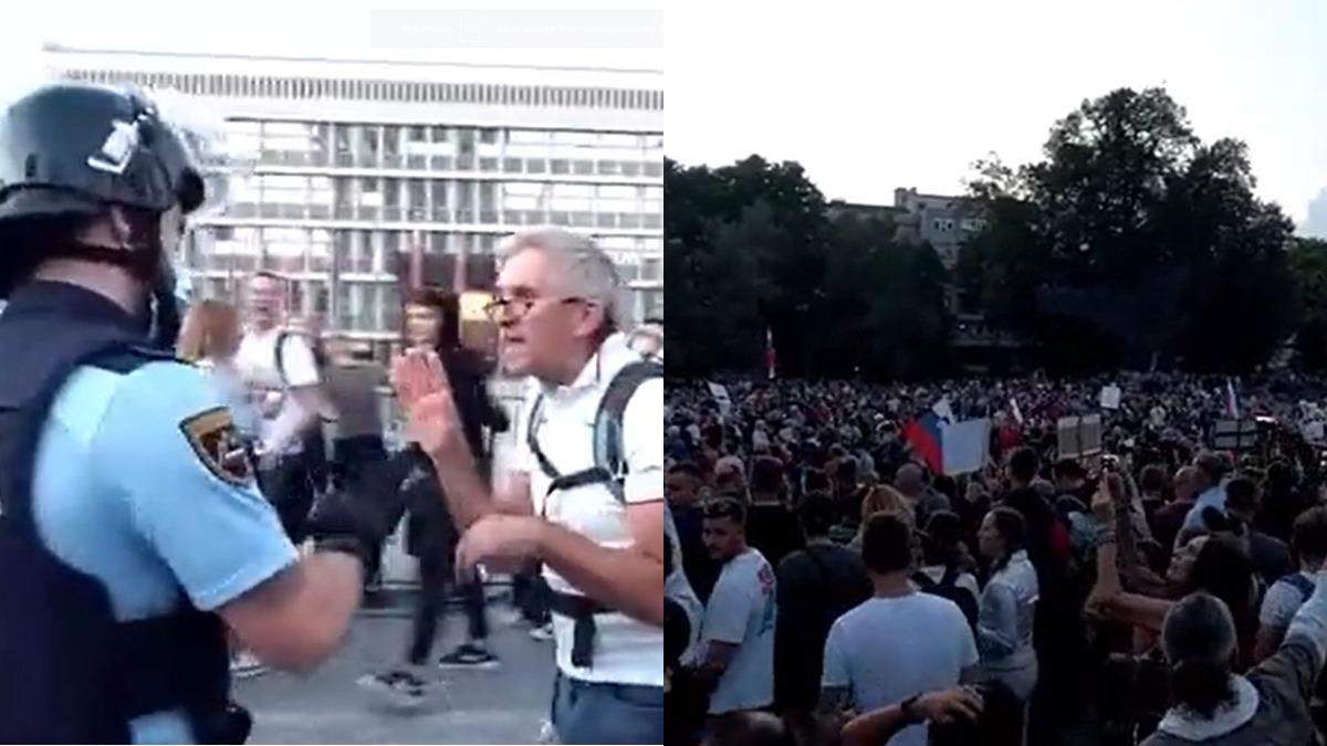 С водометами и слезоточивым газом: полиция в Словении разогнала антиковидний митинг