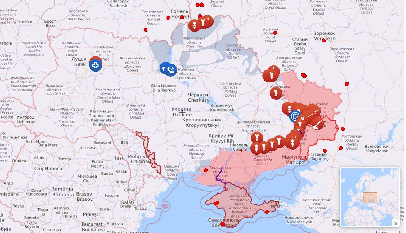 Карта бойових дій станом на 22 травня