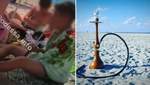 В Черноморске на пляже родители дали 10-летнему сыну покурить кальян: возмутительное видео