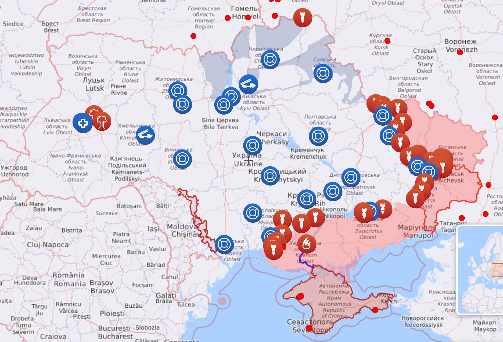 Карта бойових дій в україні