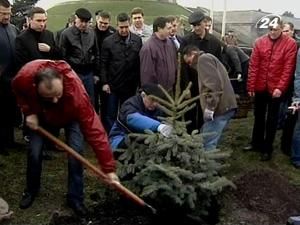 Представники Кабміну висадили 65 ялинок у центрі столиці