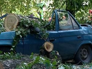 Раптовий ураган у столиці пошкодив автомобілі