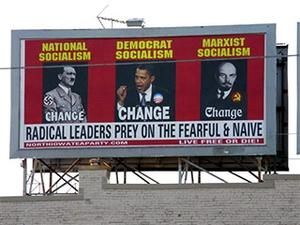 У США активісти поставили Обаму в один ряд з Леніним і Гітлером У США активісти поставили Обаму в один ряд з Леніним і Гітлером