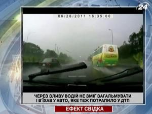 Водій не зміг загальмувати у зливу Водій не зміг загальмувати у зливу