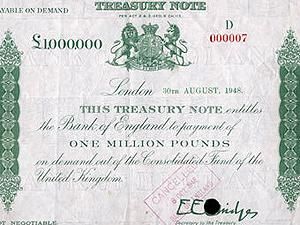 На аукционе продадут купюру номиналом 1000000 фунтов стерлингов На аукционе продадут купюру номиналом 1000000 фунтов стерлингов