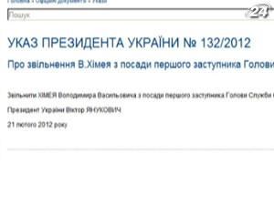 Володимира Хімея звільнено з посади першого заступника голови СБУ