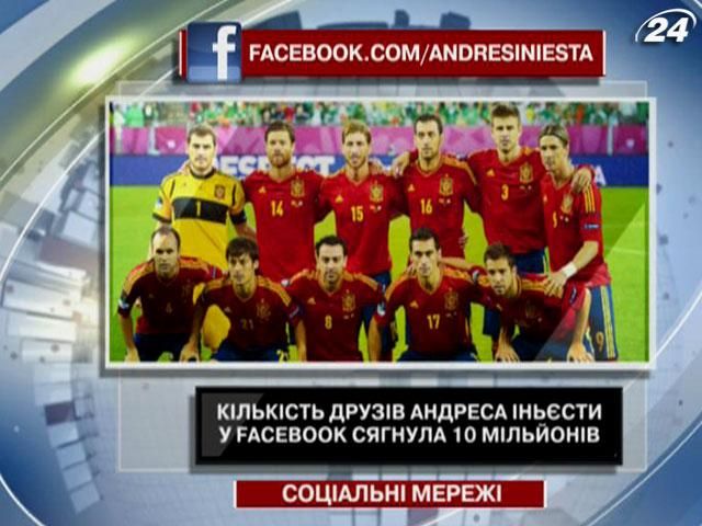 Кількість друзів Андреса Іньєсти у Facebook сягнула 10 мільйонів Кількість друзів Андреса Іньєсти у Facebook сягнула 10 мільйонів