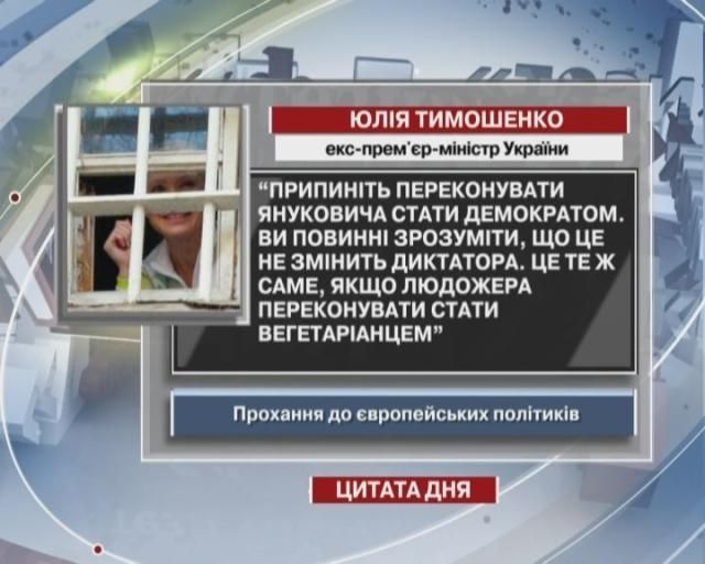 Тимошенко: Прекратите убеждать Януковича стать демократом