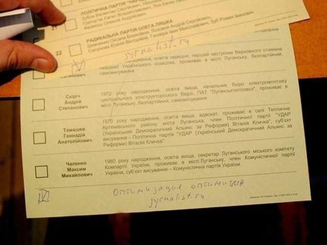 У Луганську виборці псують бюлетені написами (Фото)