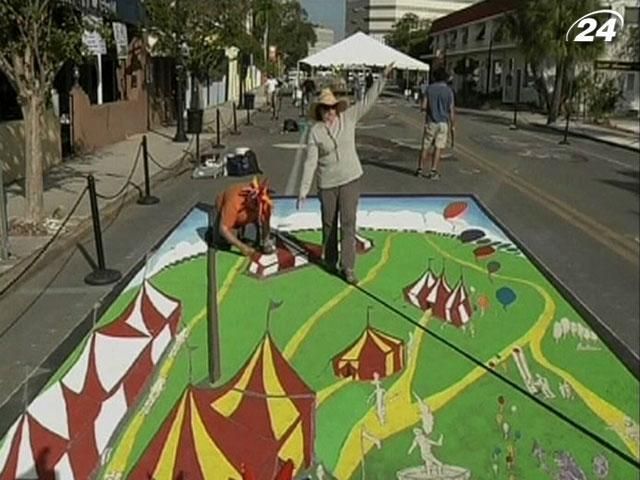 Во Флориде художники мелом создают шедевры на асфальте