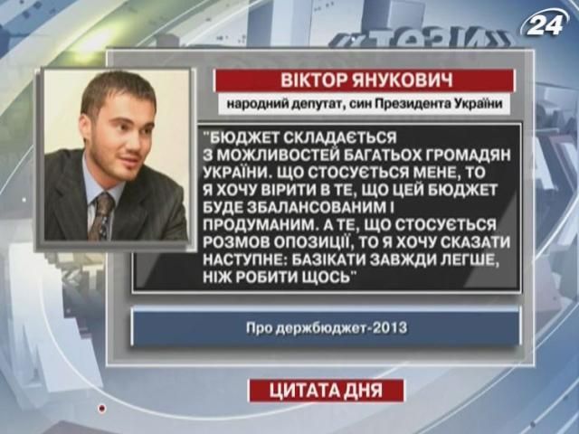 Янукович-младший: Бюджет состоит из возможностей многих граждан Украины