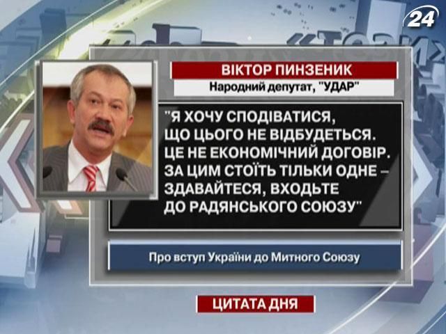 Пинзеник: Митний союз - це не економічний договір