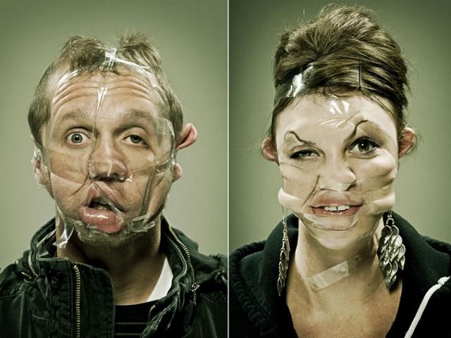 Кумедні обличчя людей обмотані скотчем (Фото) Кумедні обличчя людей обмотані скотчем (Фото)