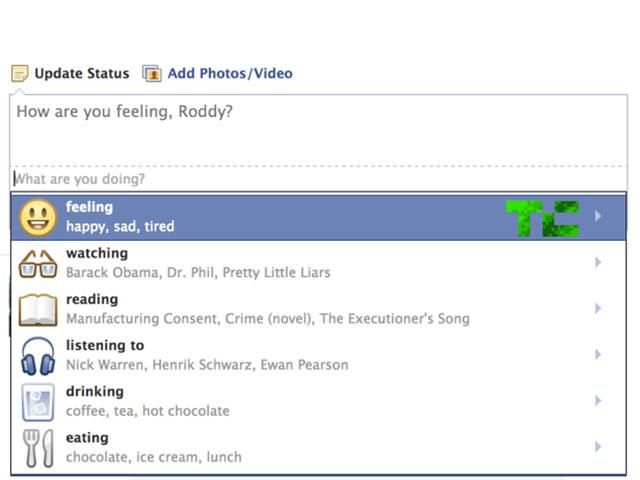 В статусе Facebook можно будет указать, что вы едите, пьете или смотрите В статусе Facebook можно будет указать, что вы едите, пьете или смотрите