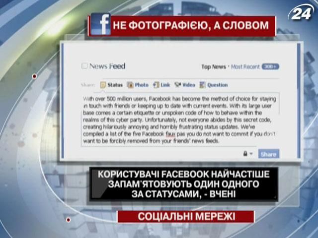 Користувачі Facebook запам'ятовують один одного за статусами