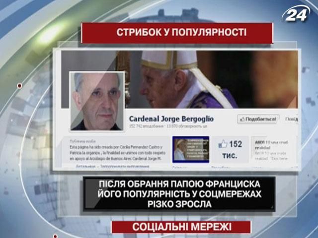 После избрания папой Франциска его популярность в соцсетях резко возросла После избрания папой Франциска его популярность в соцсетях резко возросла