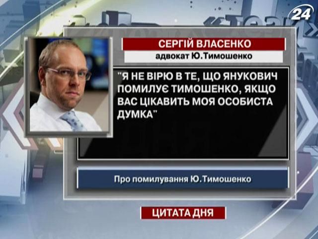 Власенко: Я не вірю в те, що Янукович помилує Тимошенко