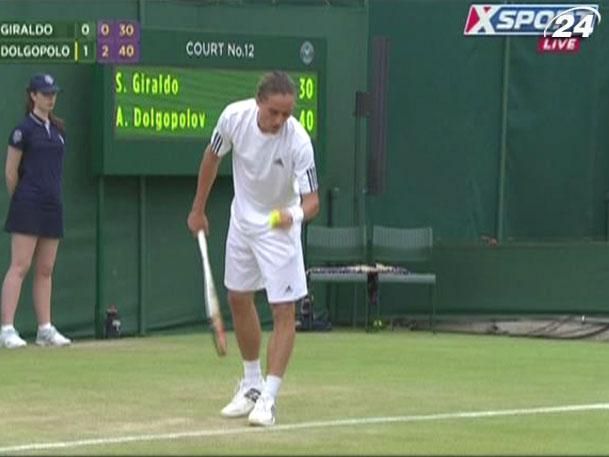 Wimbledon: Долгополов не успел доиграть матч второго круга из-за дождя