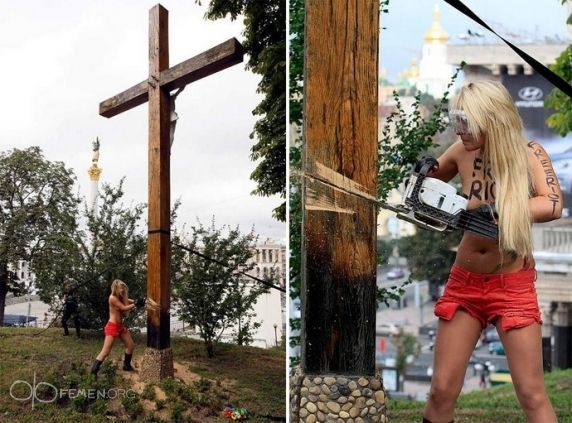 Франція надала політичний притулок активістці FEMEN, яка спиляла поклінний хрест 