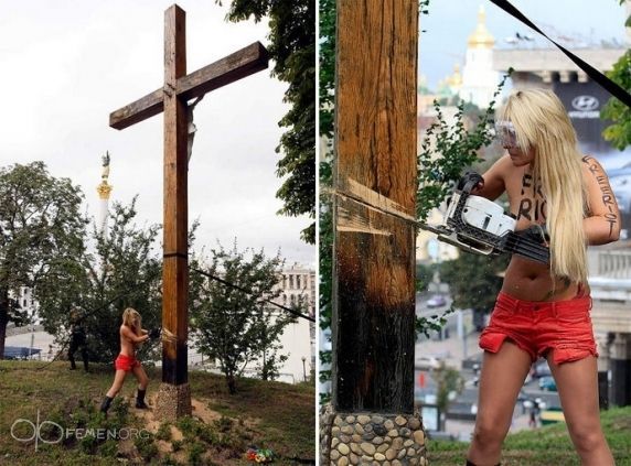 Франция предоставила политическое убежище активистке FEMEN, которая спилила поклонный крест Франция предоставила политическое убежище активистке FEMEN, которая спилила поклонный крест