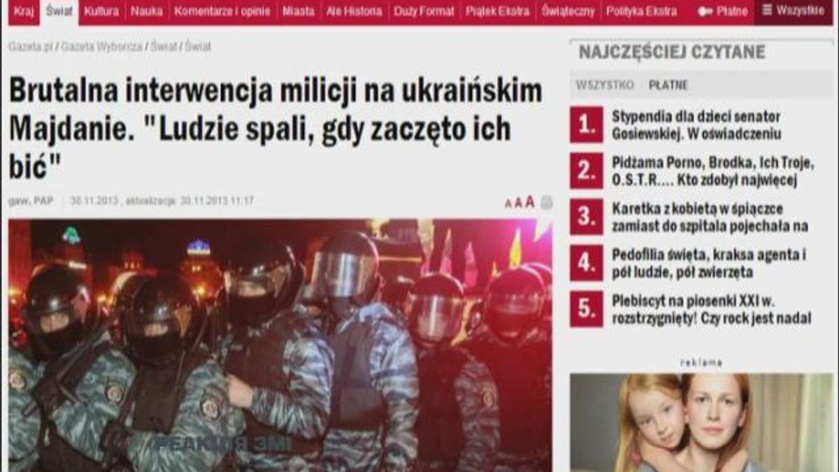 Розгін українського Євромайдану - головна тема світових ЗМІ Розгін українського Євромайдану - головна тема світових ЗМІ
