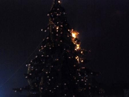 В Івано-Франківську горіла центральна новорічна ялинка (Фото. Відео)