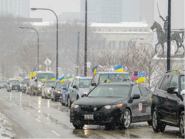 Улицами Чикаго проехалась колонна Автомайдана (Фото)