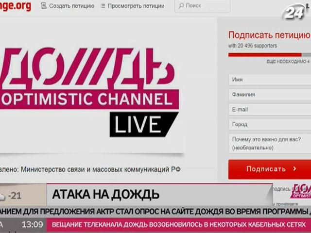 Російський опозиційний телеканал "Дождь" — на межі закриття