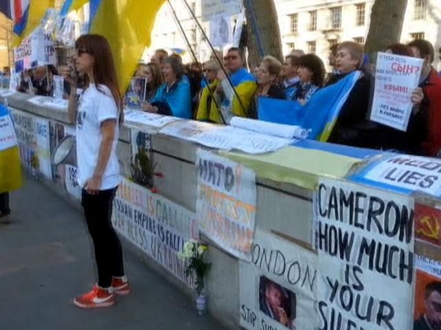 В Лондоне несколько человек присоединились к Евромайдану (Видео)