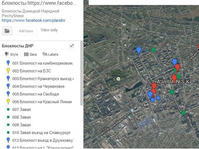 В Интернете появилась карта расположения сепаратистов