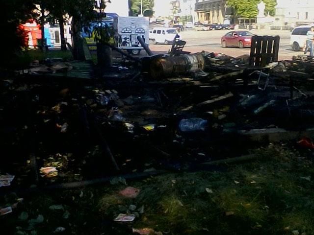 В палатках на Михайловской сгорели бронежилеты для АТО (Фото)