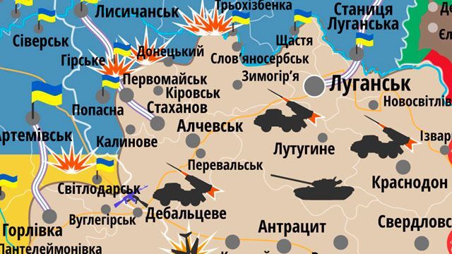 КАРТА СИТУАЦІЇ НА ДОНБАСІ. 19 ЛЮТОГО (Інфографіка) КАРТА СИТУАЦІЇ НА ДОНБАСІ. 19 ЛЮТОГО (Інфографіка)