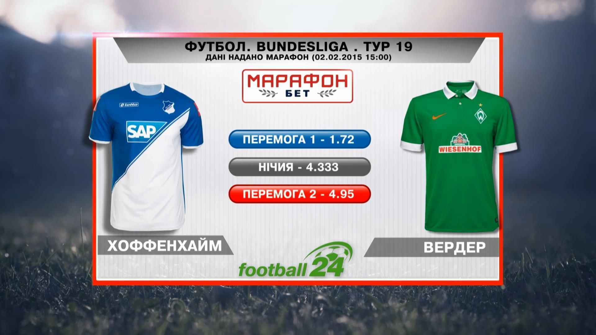 Матч дня: "Хоффенхайм" проти "Вердер" Матч дня: "Хоффенхайм" проти "Вердер"
