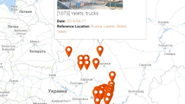 Карта, показывающая движение военной техники России Карта, показывающая движение военной техники России