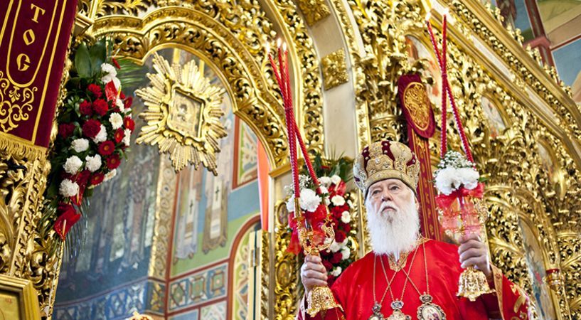 Филарет правил литургию в Михайловском соборе — одном из форпостов Майдана