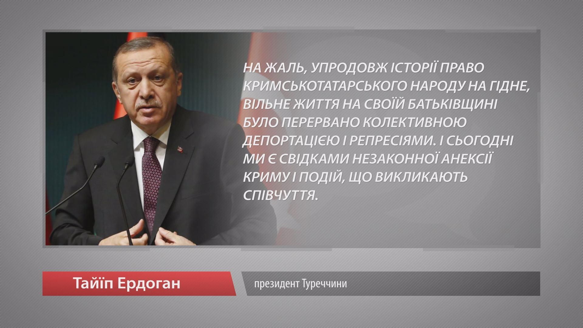 Президент Туреччини заявив, що ніколи не визнає анексію Криму