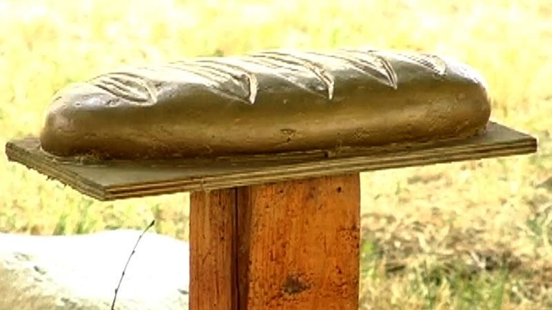 У подвір'ї багатоповерхівки з'явився золотий батон та унітаз Януковича У подвір'ї багатоповерхівки з'явився золотий батон та унітаз Януковича